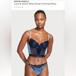 NWT VICTORIA SECRET VERY SEXY SHINE STRAP THONG IN LACE ROYAL VELVET!! MEDIUM